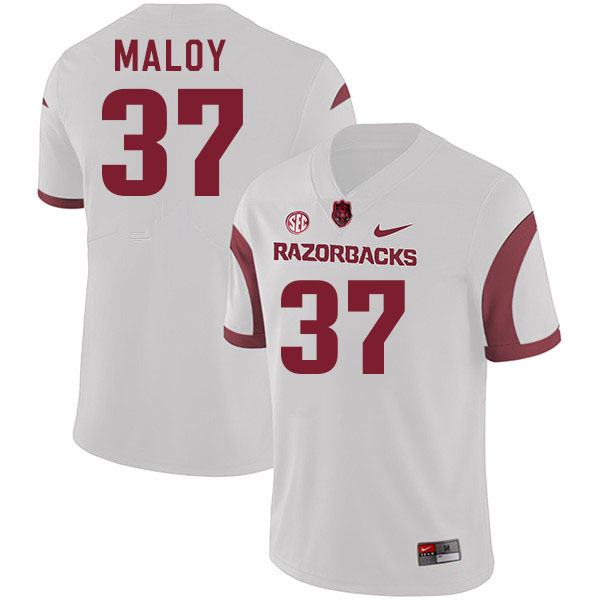 Men #37 Devoncy Maloy Arkansas Razorback College Football Jerseys Stitched Sale-White - Click Image to Close